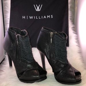 H Williams Black Cage Open toe Bootie